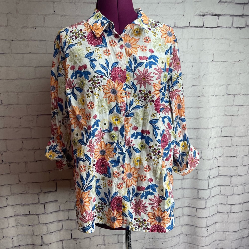 Classic Floral Button-Down Shirt - Multicolor